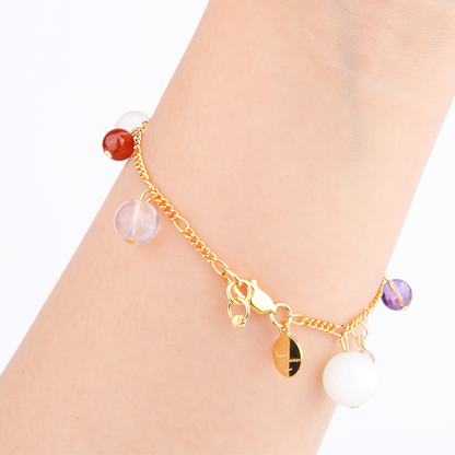 multi crystal bracelet rose quartz citrine garnet amethyst white moonstone larimar tourmaline crystal jewelry