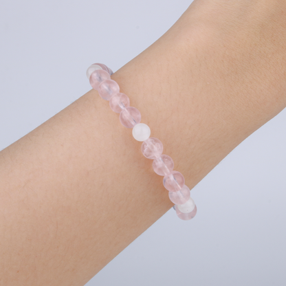 starlight rose quartz with white moonstone bracelet for women gift for best friend