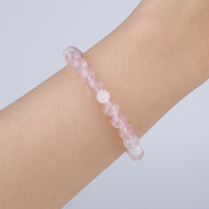 starlight rose quartz with white moonstone bracelet for women gift for best friend