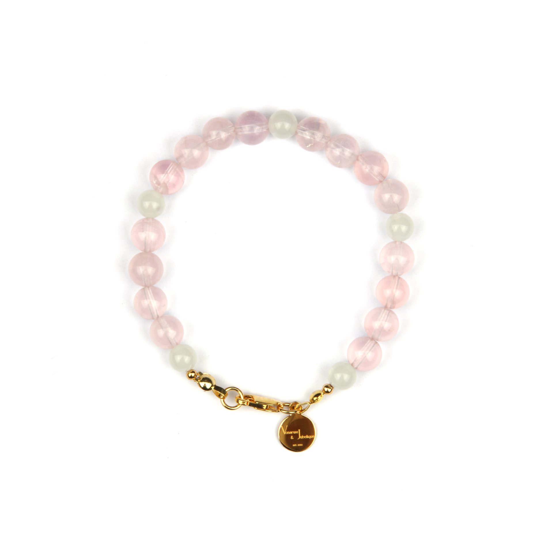 starlight rose quartz with white moonstone bracelet for women gift for best friend