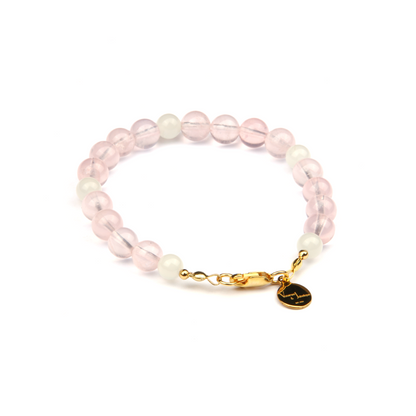 starlight rose quartz with white moonstone bracelet for women gift for best friend