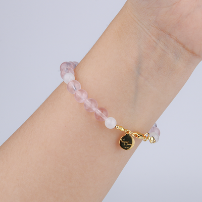 starlight rose quartz with white moonstone bracelet for women gift for best friend