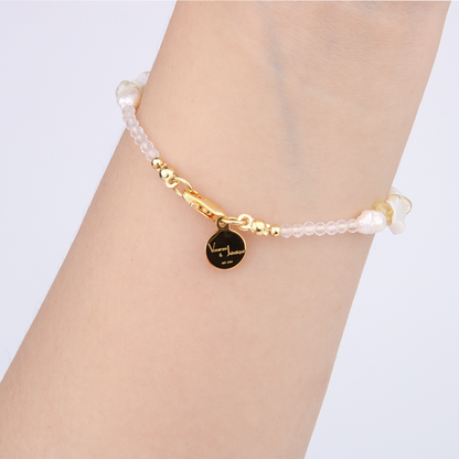Minimalist extra thin crystal bracelet collection featuring mixed crystals with 2mm faceted clear quartz, 2-5mm overall design