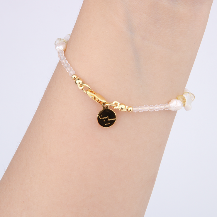 Minimalist extra thin crystal bracelet collection featuring mixed crystals with 2mm faceted clear quartz, 2-5mm overall design