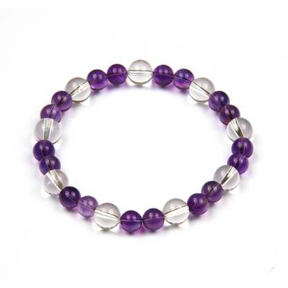 Urgray Amethyst with Clear Quartz Bracelet