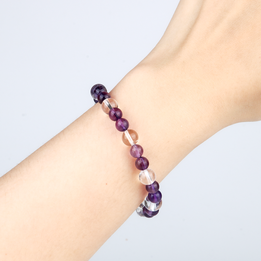 Urgray Amethyst with Clear Quartz Bracelet