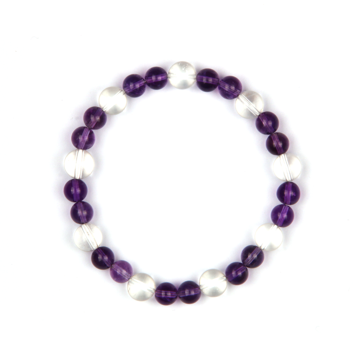 Urgray Amethyst with Clear Quartz Bracelet