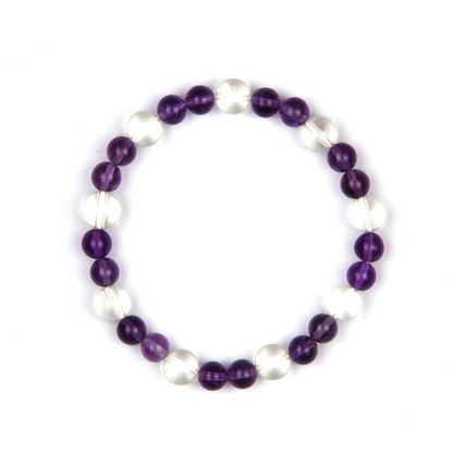 Urgray Amethyst with Clear Quartz Bracelet