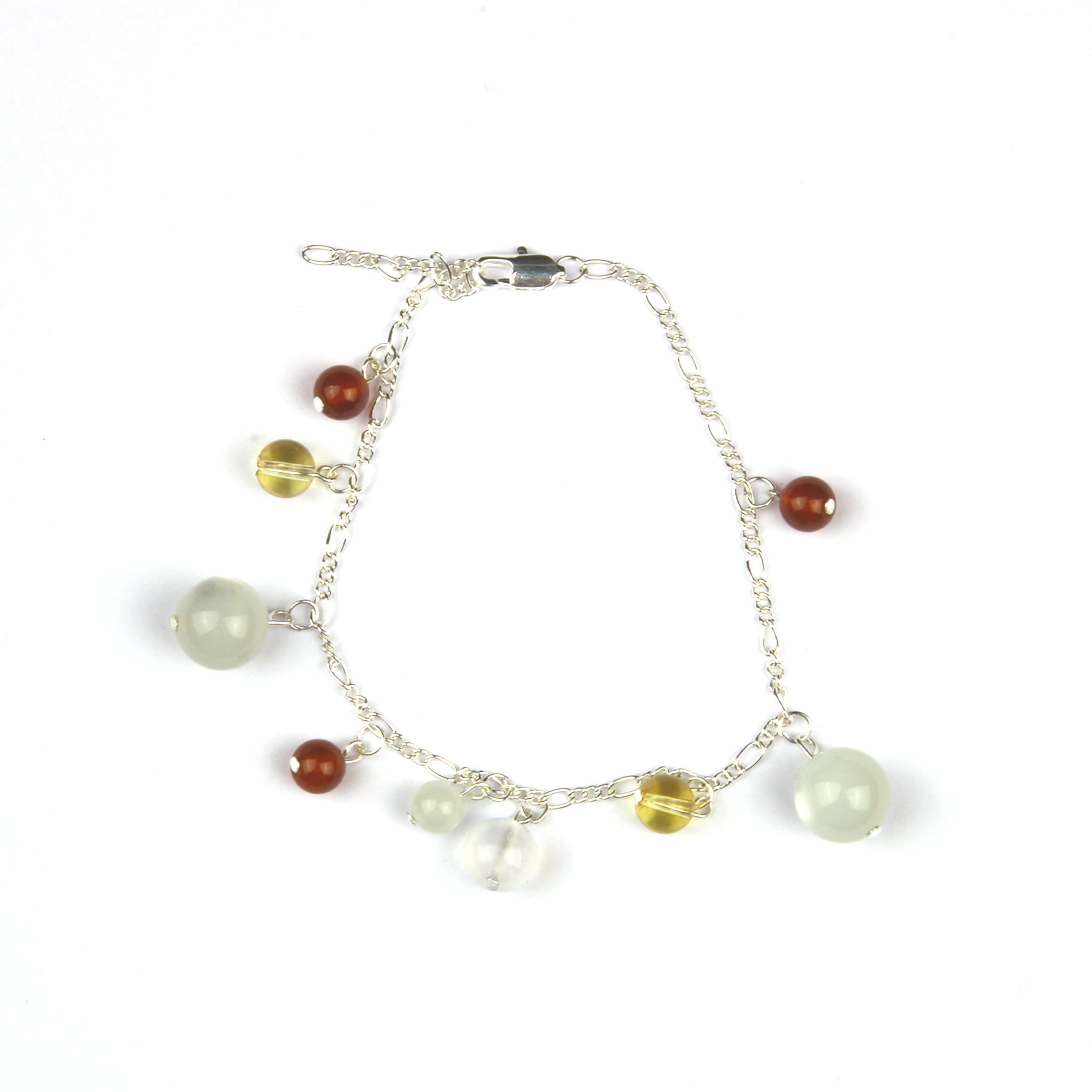 white moonstone with citrine and garnet aesthetic S925 silver crystal bracelet for women adjustable bracelet gift for her jewelry