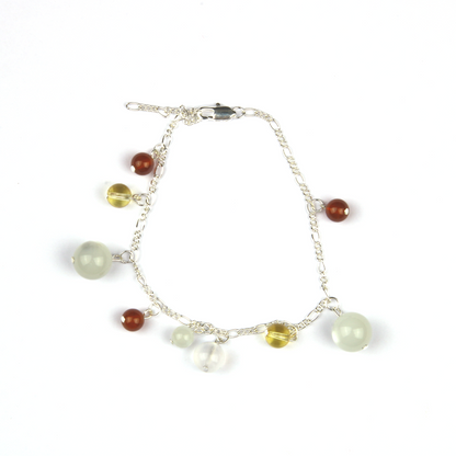 white moonstone with citrine and garnet aesthetic S925 silver crystal bracelet for women adjustable bracelet gift for her jewelry
