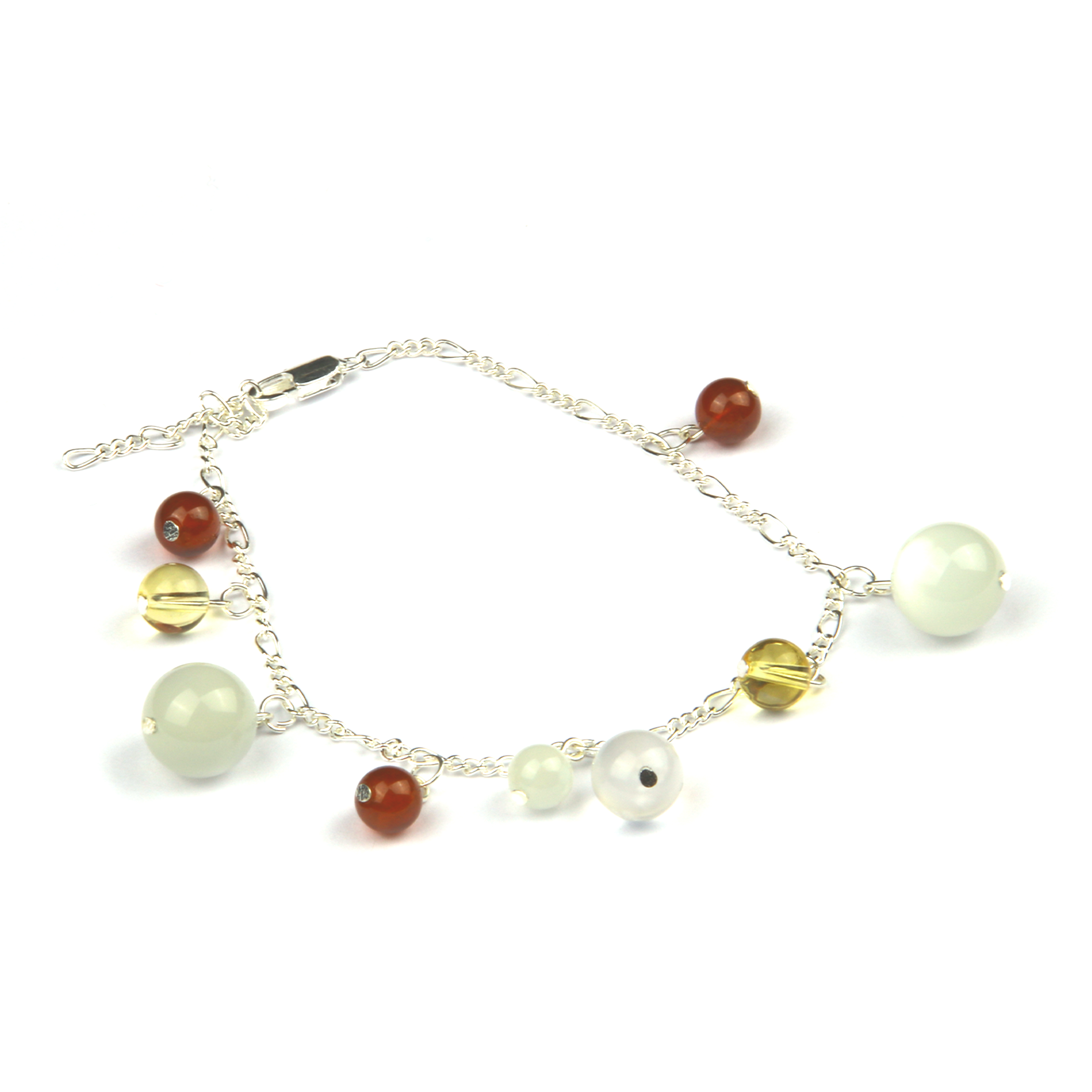 white moonstone with citrine and garnet aesthetic S925 silver crystal bracelet for women adjustable bracelet gift for her jewelry
