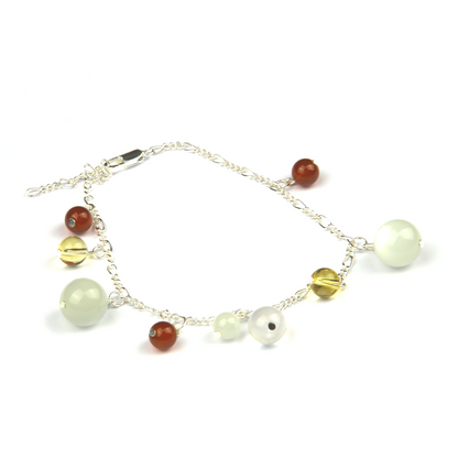 white moonstone with citrine and garnet aesthetic S925 silver crystal bracelet for women adjustable bracelet gift for her jewelry