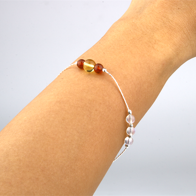 white moonstone with citrine and garnet aesthetic S925 silver crystal bracelet for women adjustable bracelet gift for her jewelry
