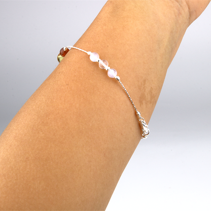 white moonstone with citrine and garnet aesthetic S925 silver crystal bracelet for women adjustable bracelet gift for her jewelry