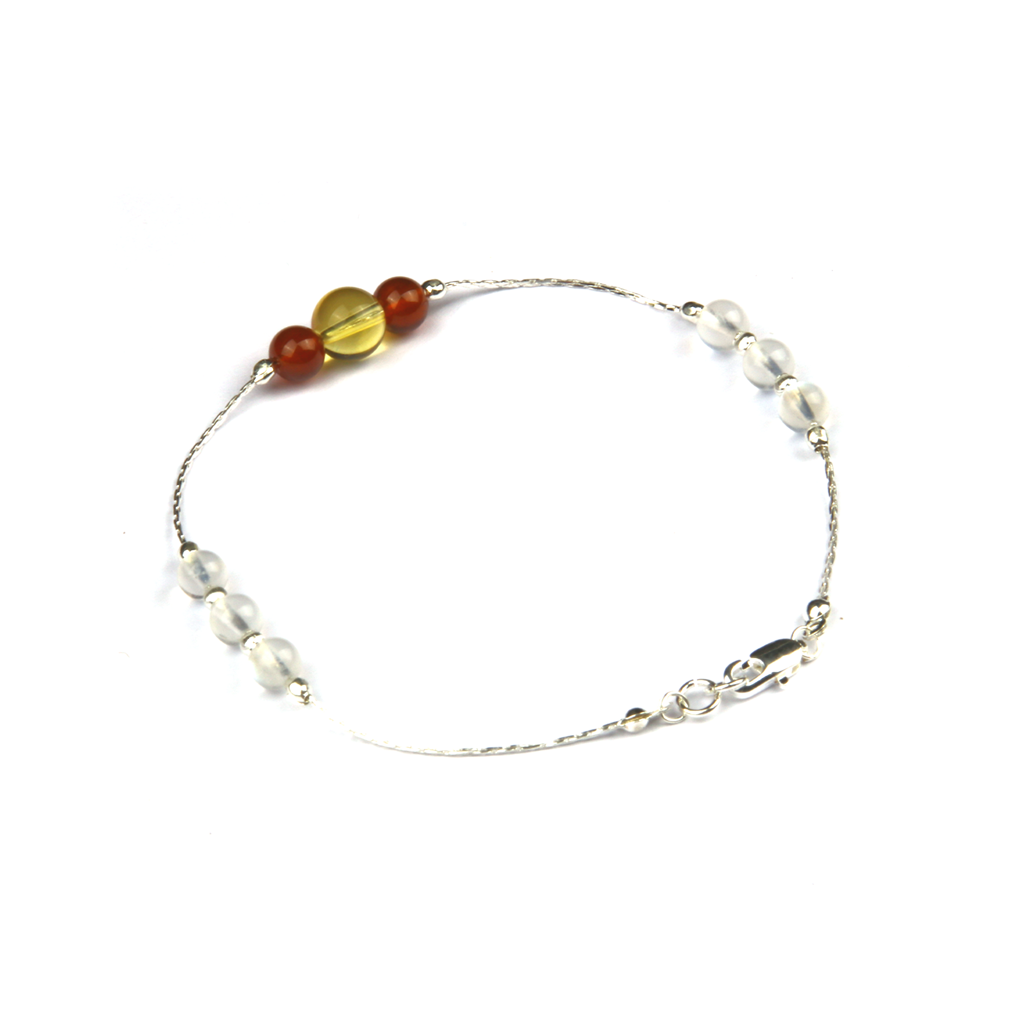 white moonstone with citrine and garnet aesthetic S925 silver crystal bracelet for women adjustable bracelet gift for her jewelry