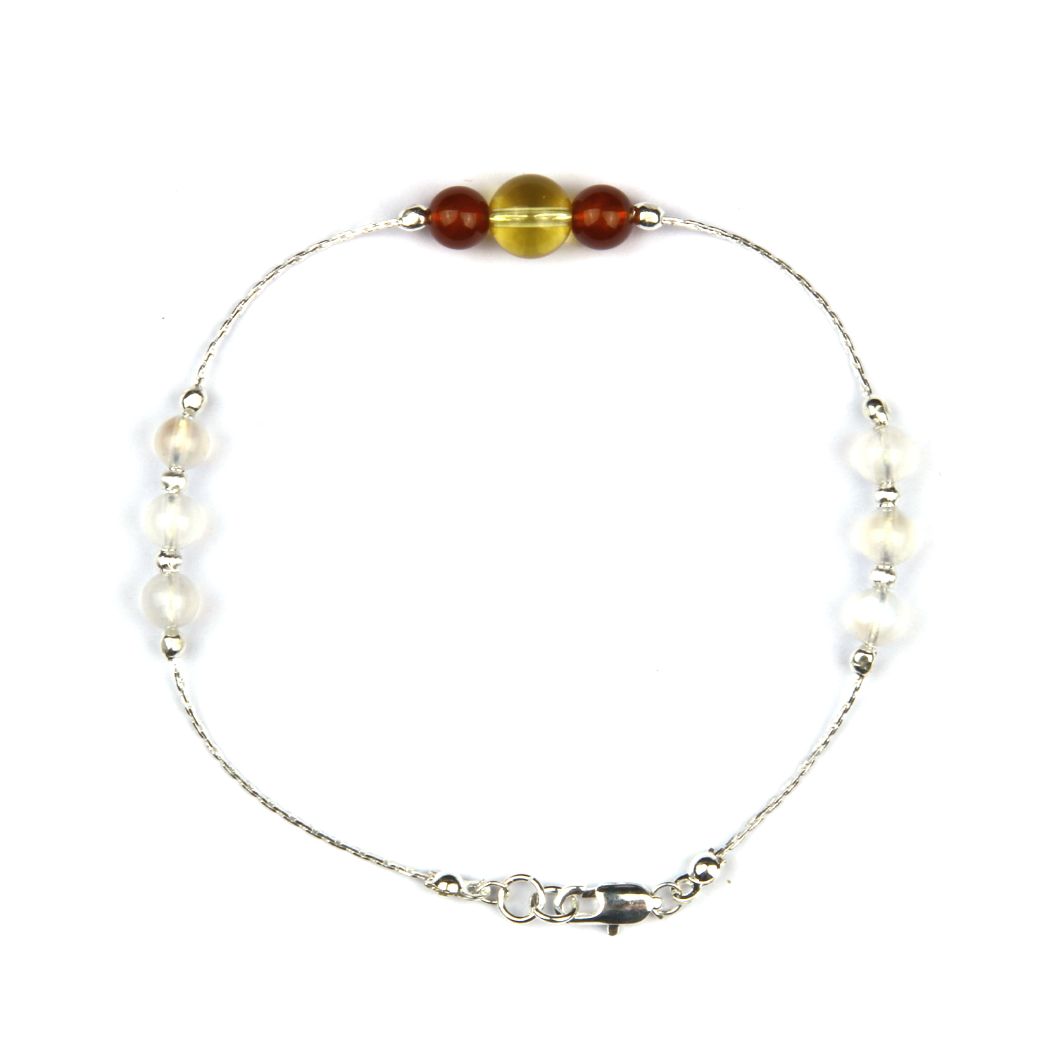 white moonstone with citrine and garnet aesthetic S925 silver crystal bracelet for women adjustable bracelet gift for her jewelry