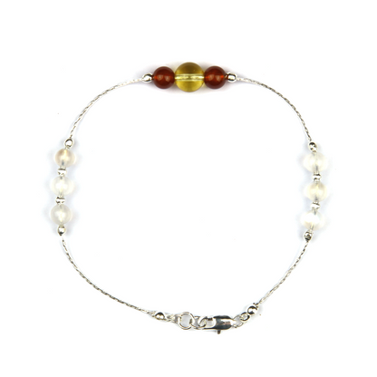 white moonstone with citrine and garnet aesthetic S925 silver crystal bracelet for women adjustable bracelet gift for her jewelry
